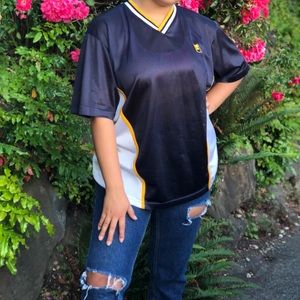 BLUE YELLOW AND WHITE FILA JERSEY